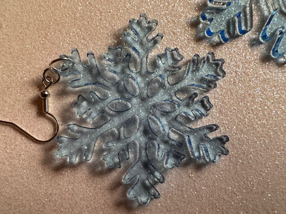 Snowflake Earrings: Laser Cut Acrylic Snowflakes, Stormy Weather, Snowing, Snow Storm, Winter, Gifts for Her/Him/Them
