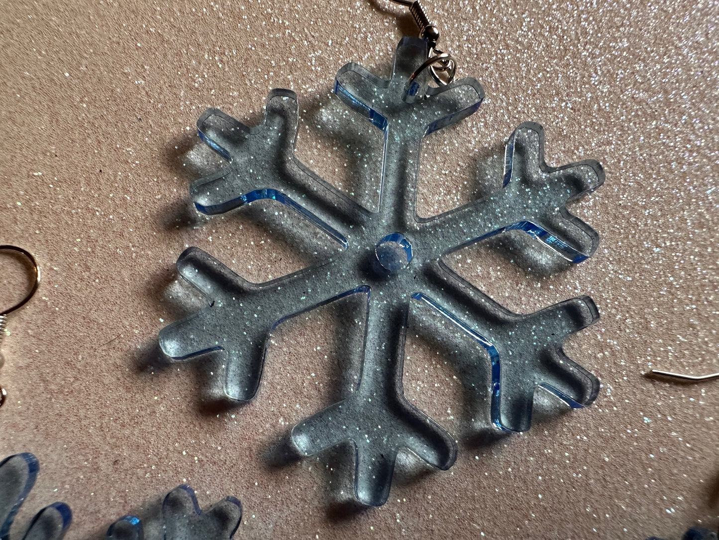 Snowflake Earrings: Laser Cut Acrylic Snowflakes, Stormy Weather, Snowing, Snow Storm, Winter, Gifts for Her/Him/Them