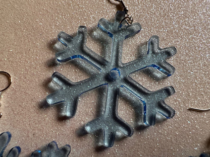 Snowflake Earrings: Laser Cut Acrylic Snowflakes, Stormy Weather, Snowing, Snow Storm, Winter, Gifts for Her/Him/Them