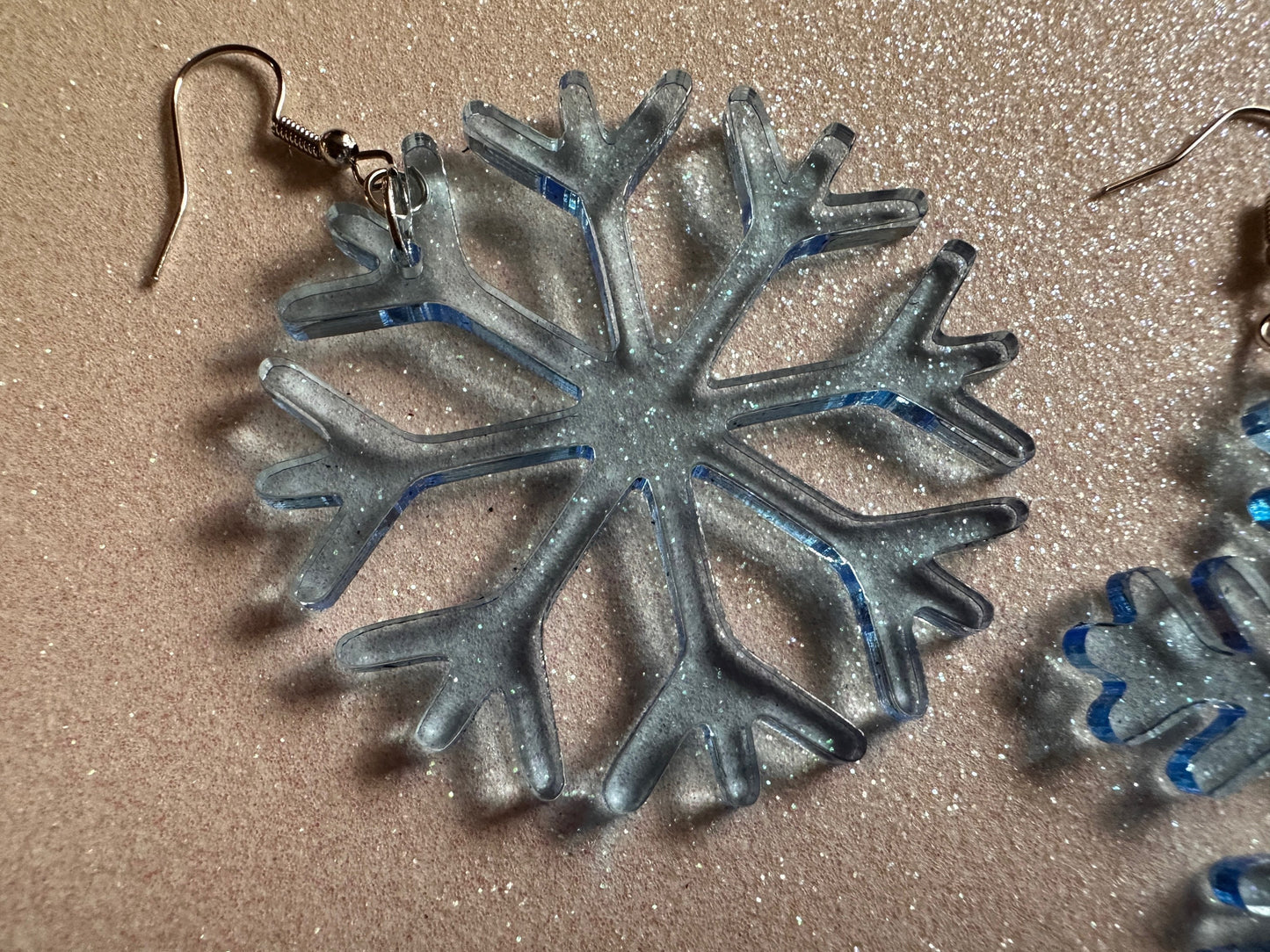 Snowflake Earrings: Laser Cut Acrylic Snowflakes, Stormy Weather, Snowing, Snow Storm, Winter, Gifts for Her/Him/Them
