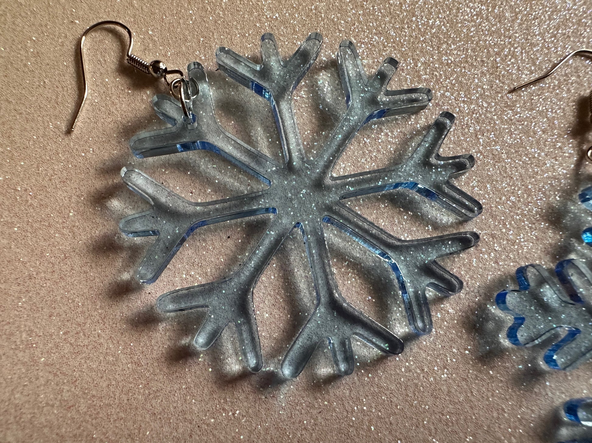 Snowflake Earrings: Laser Cut Acrylic Snowflakes, Stormy Weather, Snowing, Snow Storm, Winter, Gifts for Her/Him/Them