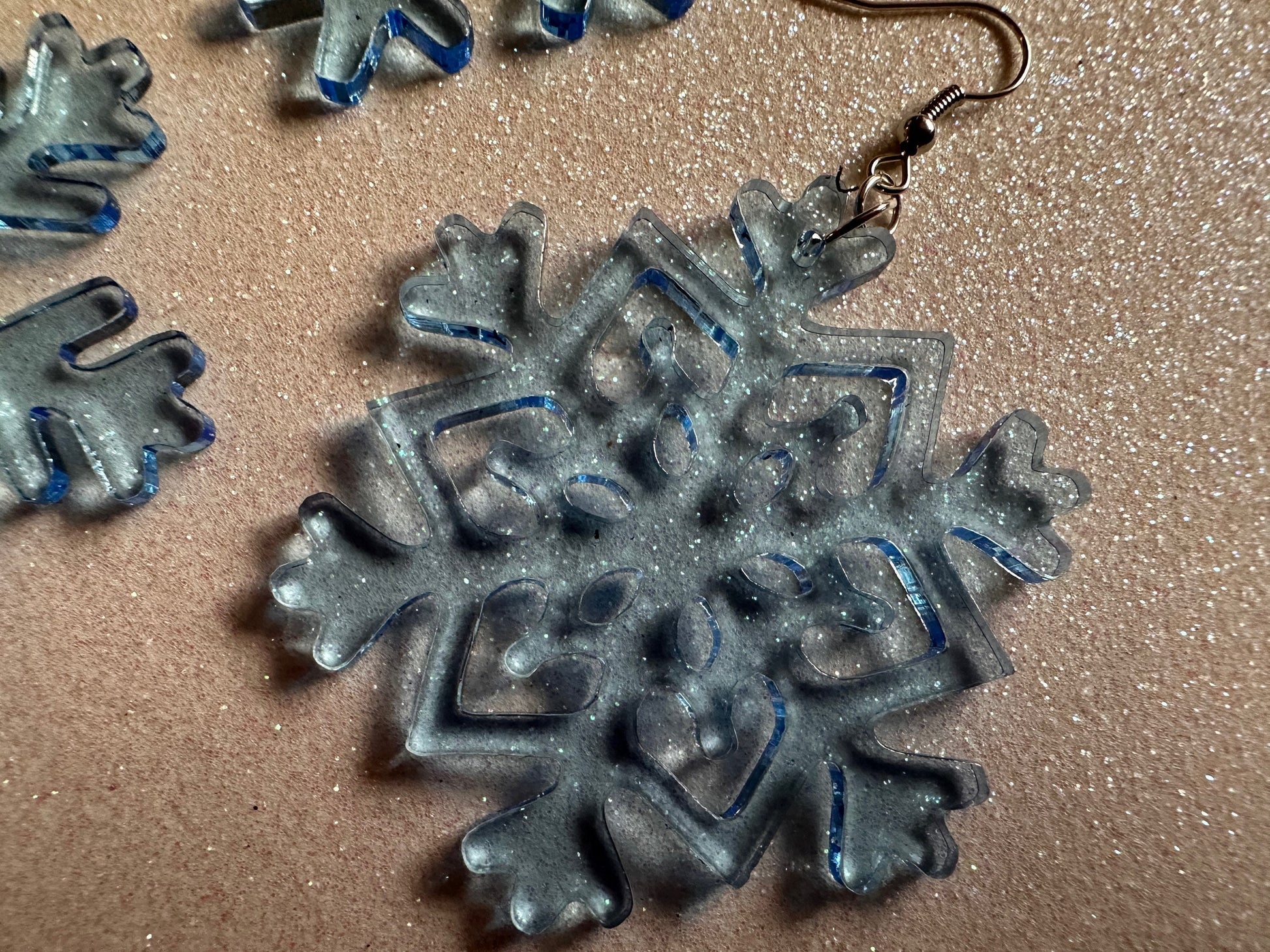 Snowflake Earrings: Laser Cut Acrylic Snowflakes, Stormy Weather, Snowing, Snow Storm, Winter, Gifts for Her/Him/Them