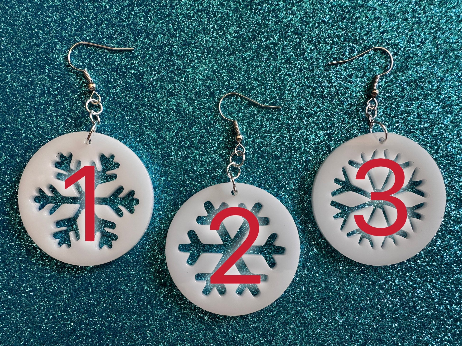 Snowflake Earrings: Laser Cut Acrylic Snowflakes, Stormy Weather, Snowing, Snow Storm, Winter, Xmas, X-mas, Best Gifts for Her/Him/Them