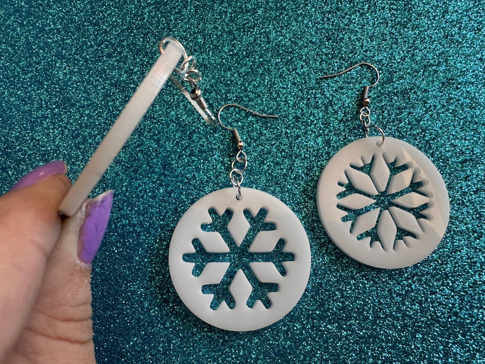 Snowflake Earrings: Laser Cut Acrylic Snowflakes, Stormy Weather, Snowing, Snow Storm, Winter, Xmas, X-mas, Best Gifts for Her/Him/Them