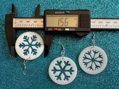 Snowflake Earrings: Laser Cut Acrylic Snowflakes, Stormy Weather, Snowing, Snow Storm, Winter, Xmas, X-mas, Best Gifts for Her/Him/Them