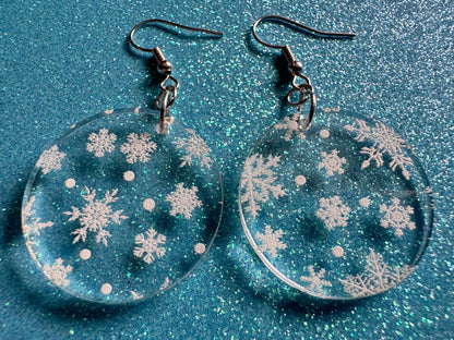 Snowflake Earrings: Laser Cut Acrylic Snowflakes, Teardrop Earrings, White Christmas, Snowing, Snow Storm, Winter, Gifts for Her/Him/Them