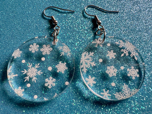 Snowflake Earrings: Laser Cut Acrylic Snowflakes, Teardrop Earrings, White Christmas, Snowing, Snow Storm, Winter, Gifts for Her/Him/Them