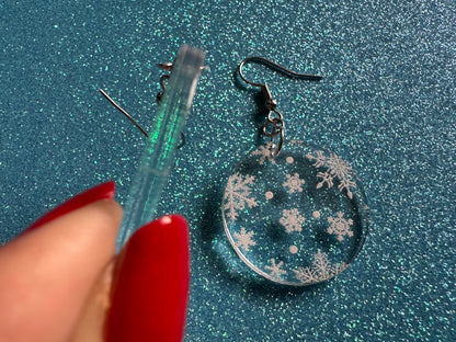 Snowflake Earrings: Laser Cut Acrylic Snowflakes, Teardrop Earrings, White Christmas, Snowing, Snow Storm, Winter, Gifts for Her/Him/Them