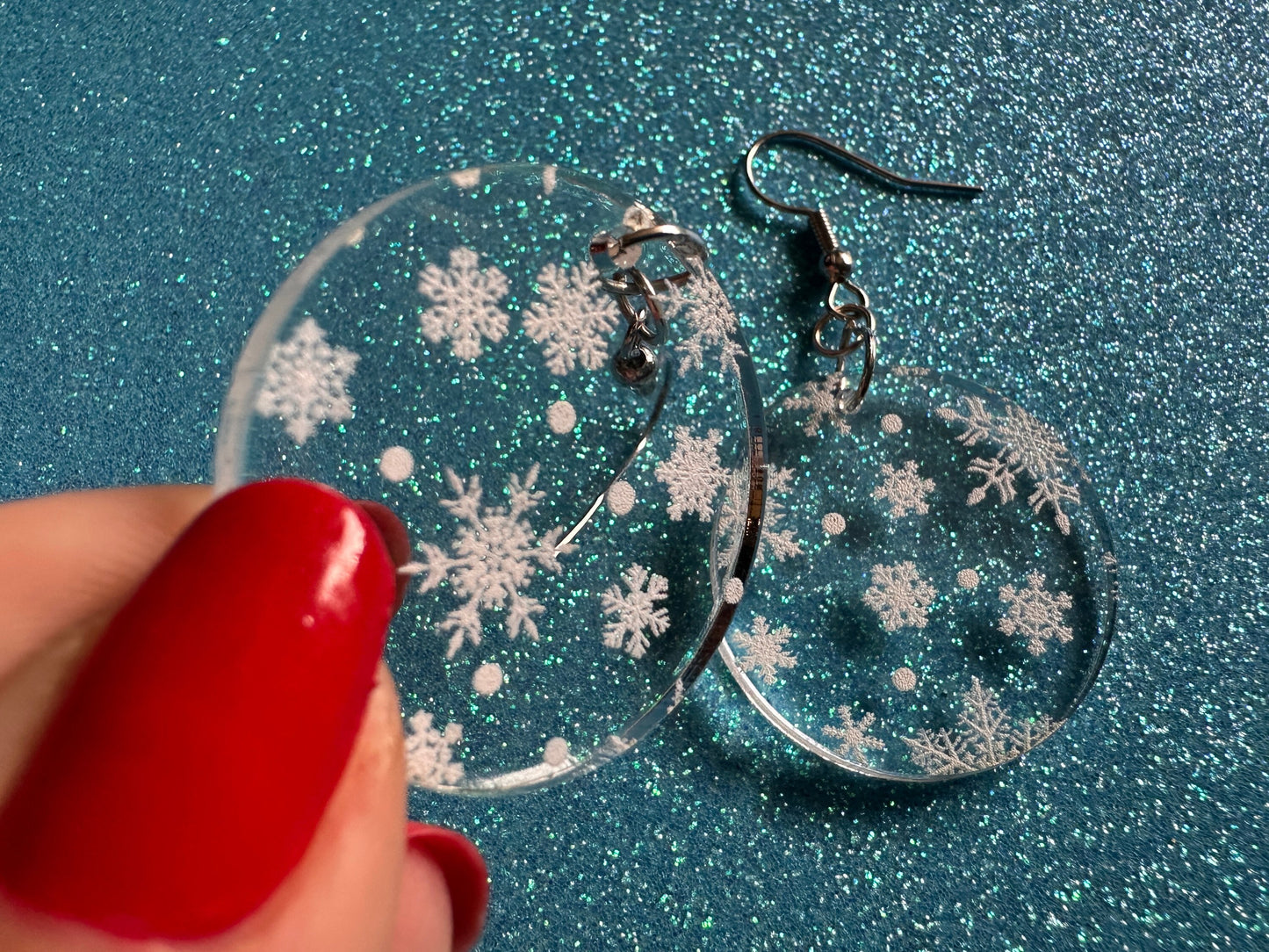 Snowflake Earrings: Laser Cut Acrylic Snowflakes, Teardrop Earrings, White Christmas, Snowing, Snow Storm, Winter, Gifts for Her/Him/Them