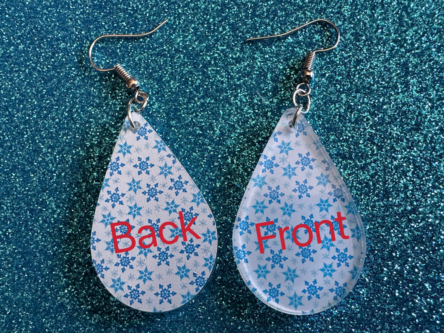 Snowflake Earrings: Laser Cut Acrylic Snowflakes, Teardrop Earrings, White Christmas, Snowing, Snow Storm, Winter, Gifts for Her/Him/Them