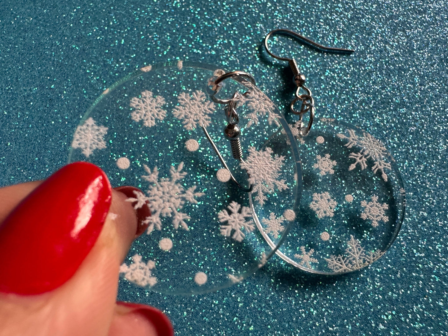 Snowflake Earrings: Laser Cut Acrylic Snowflakes, Teardrop Earrings, White Christmas, Snowing, Snow Storm, Winter, Gifts for Her/Him/Them