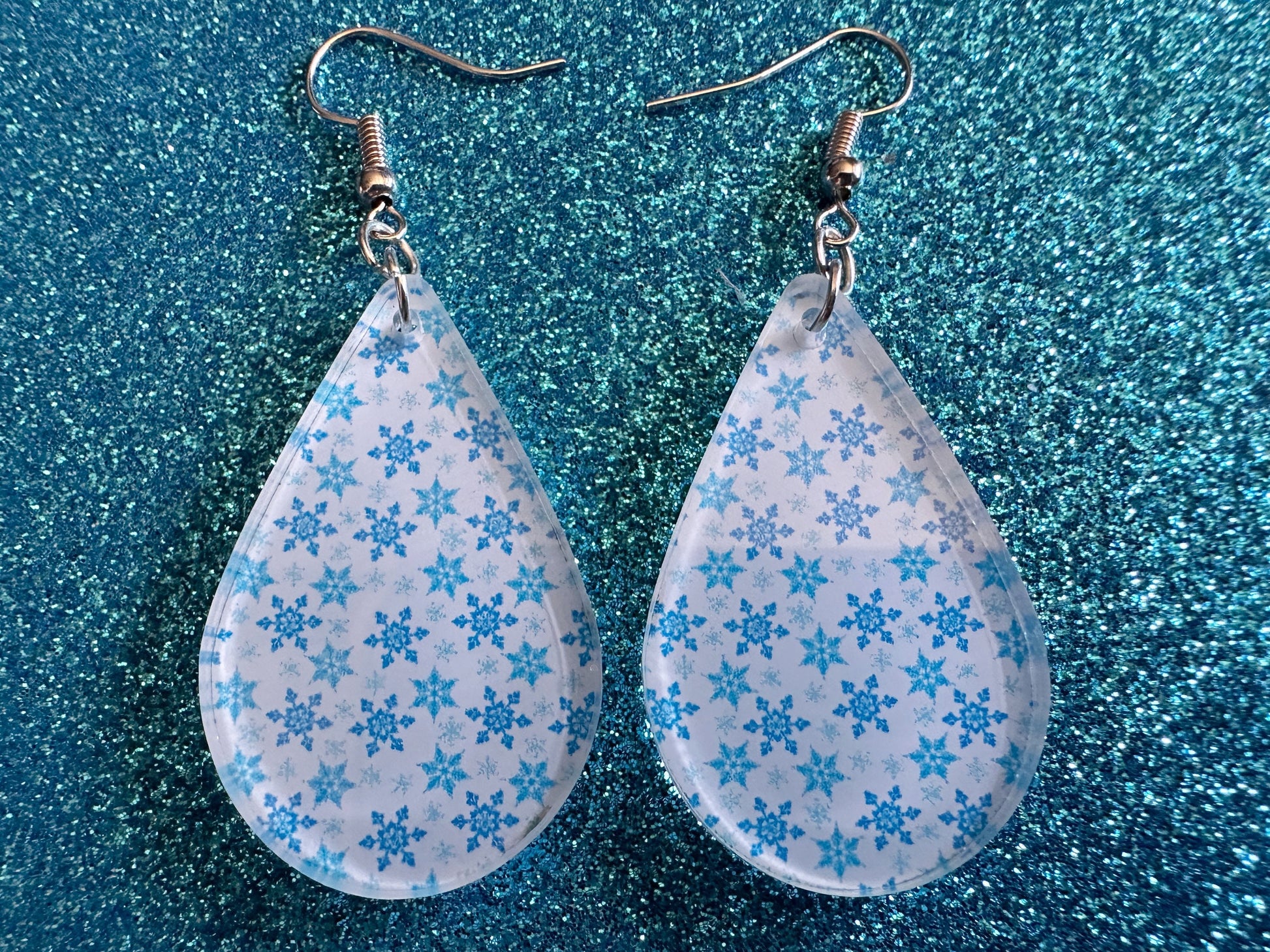Snowflake Earrings: Laser Cut Acrylic Snowflakes, Teardrop Earrings, White Christmas, Snowing, Snow Storm, Winter, Gifts for Her/Him/Them