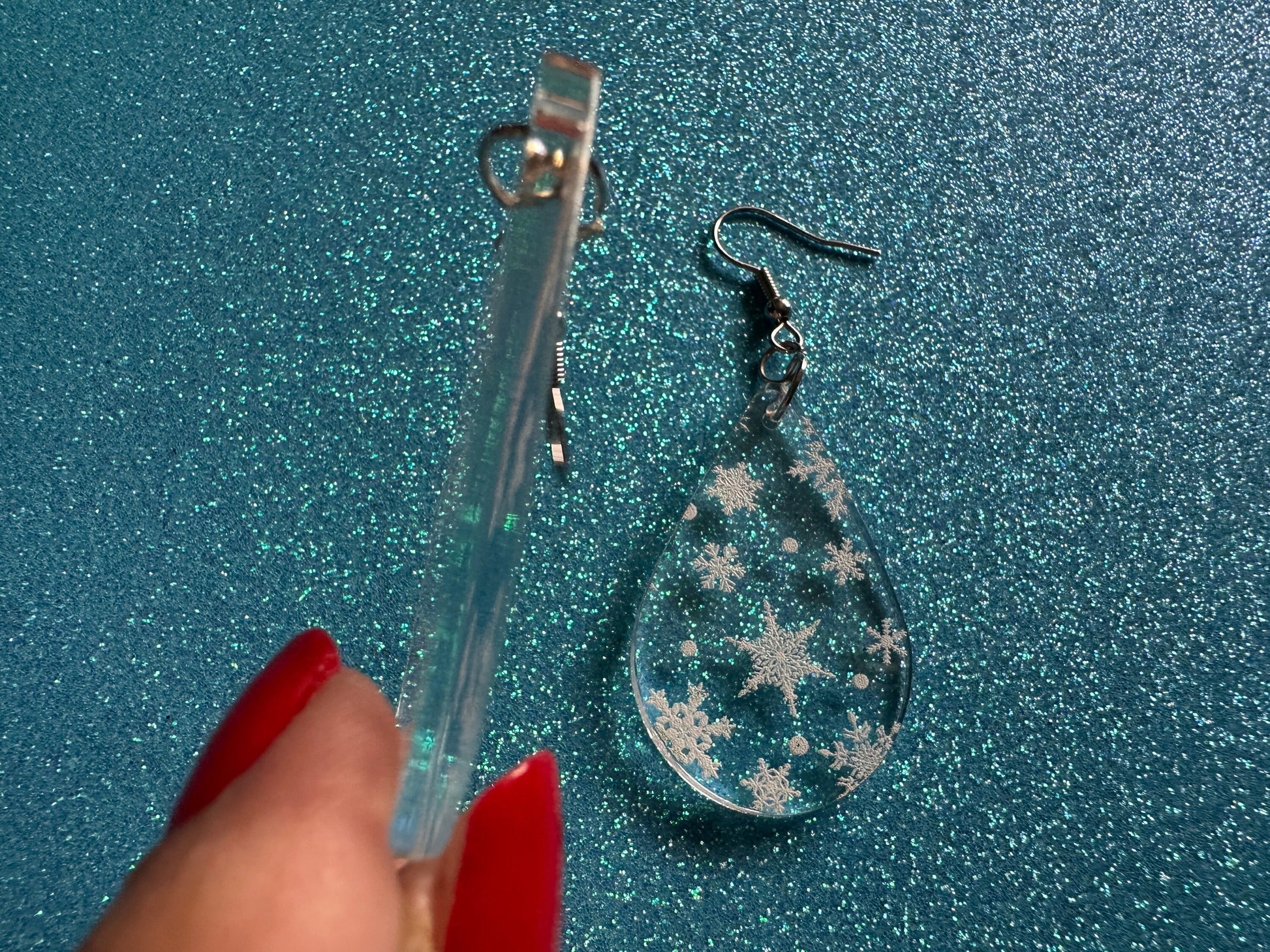 Snowflake Earrings: Laser Cut Acrylic Snowflakes, Teardrop Earrings, White Christmas, Snowing, Snow Storm, Winter, Gifts for Her/Him/Them