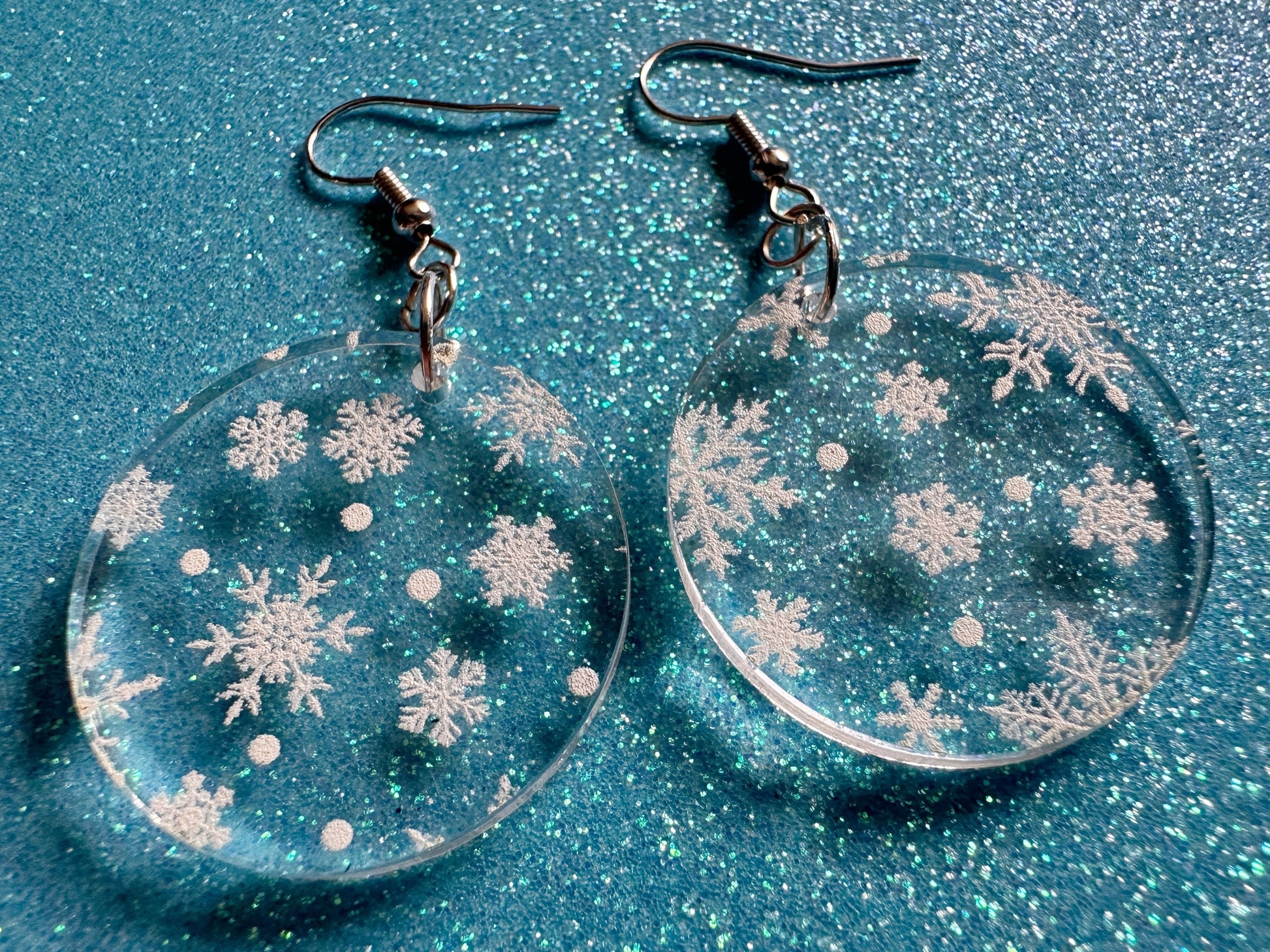 Snowflake Earrings: Laser Cut Acrylic Snowflakes, Teardrop Earrings, White Christmas, Snowing, Snow Storm, Winter, Gifts for Her/Him/Them