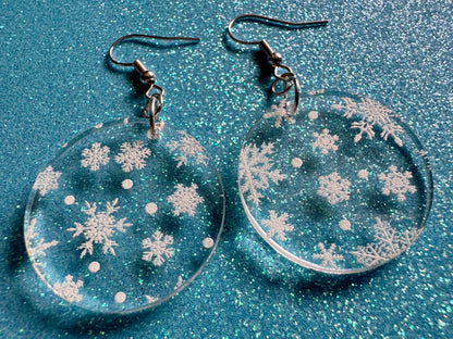 Snowflake Earrings: Laser Cut Acrylic Snowflakes, Teardrop Earrings, White Christmas, Snowing, Snow Storm, Winter, Gifts for Her/Him/Them