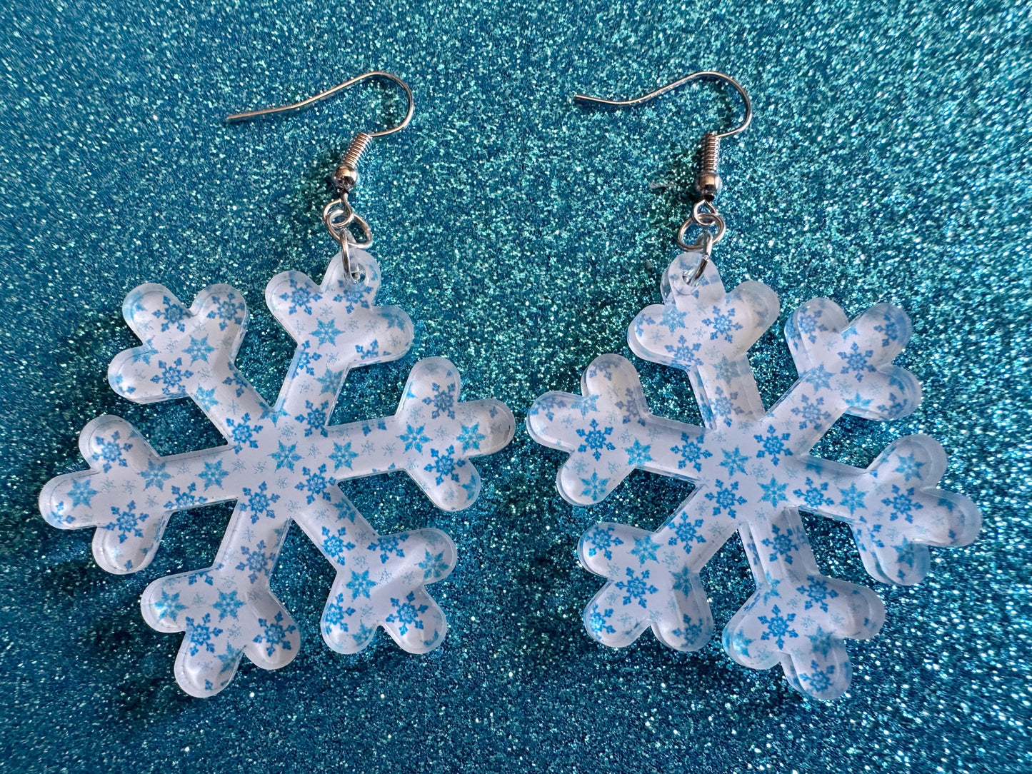 Snowflake Earrings: Laser Cut Acrylic Snowflakes, White Christmas, Stormy Weather, Snowing, Snow Storm, Winter, Gifts for Her/Him/Them