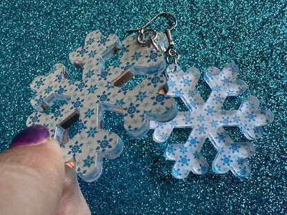 Snowflake Earrings: Laser Cut Acrylic Snowflakes, White Christmas, Stormy Weather, Snowing, Snow Storm, Winter, Gifts for Her/Him/Them