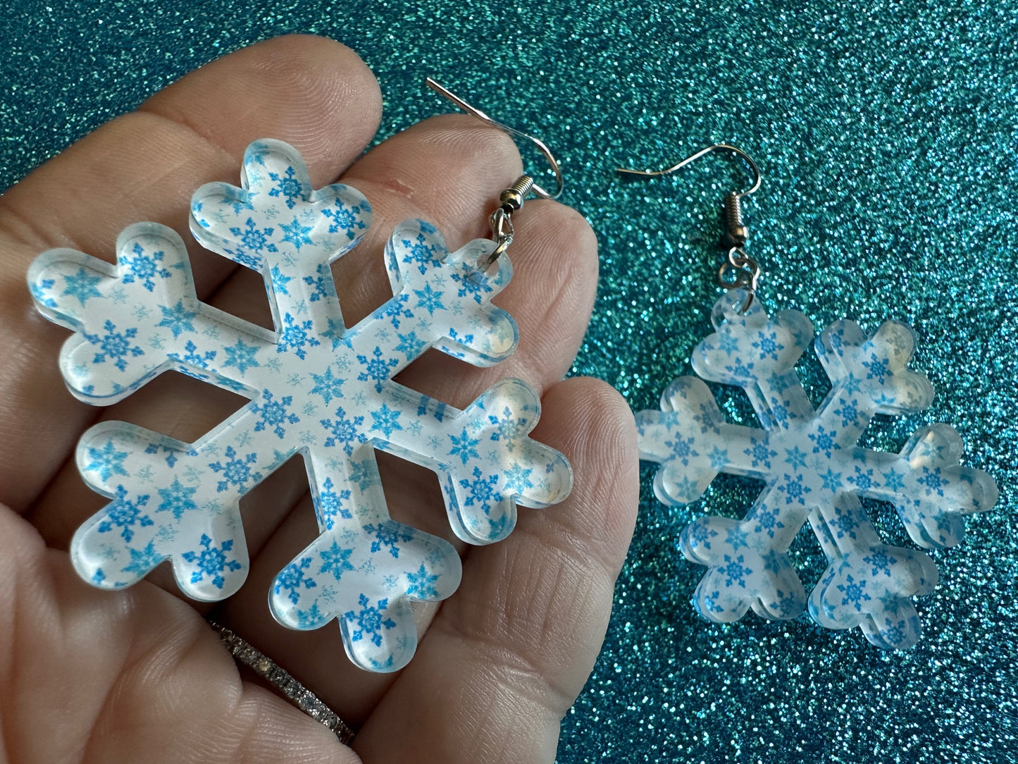 Snowflake Earrings: Laser Cut Acrylic Snowflakes, White Christmas, Stormy Weather, Snowing, Snow Storm, Winter, Gifts for Her/Him/Them