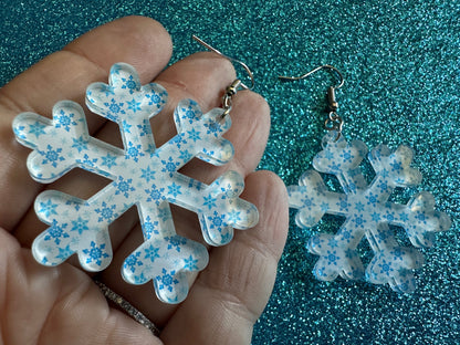 Snowflake Earrings: Laser Cut Acrylic Snowflakes, White Christmas, Stormy Weather, Snowing, Snow Storm, Winter, Gifts for Her/Him/Them