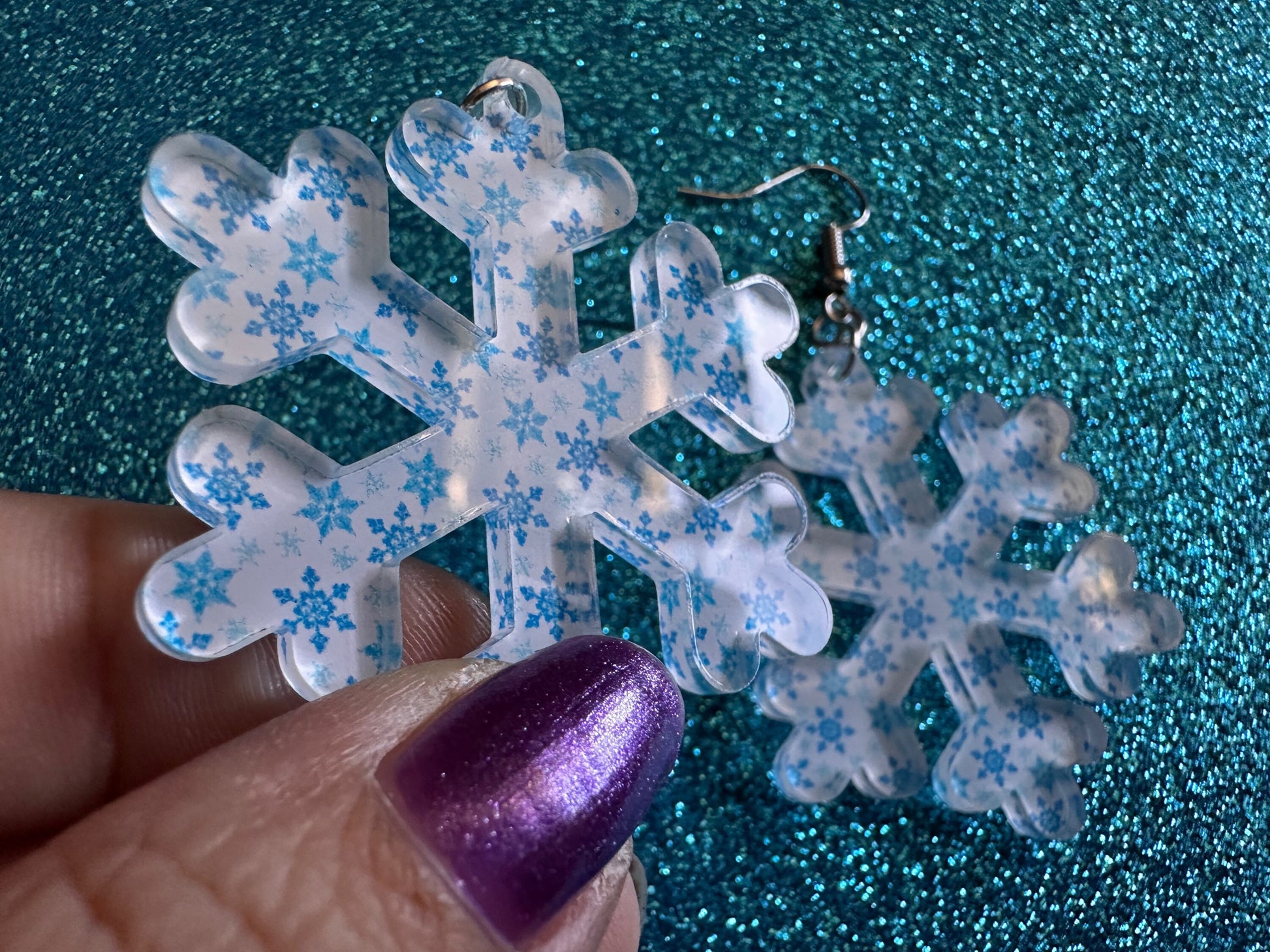 Snowflake Earrings: Laser Cut Acrylic Snowflakes, White Christmas, Stormy Weather, Snowing, Snow Storm, Winter, Gifts for Her/Him/Them