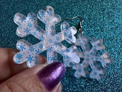 Snowflake Earrings: Laser Cut Acrylic Snowflakes, White Christmas, Stormy Weather, Snowing, Snow Storm, Winter, Gifts for Her/Him/Them