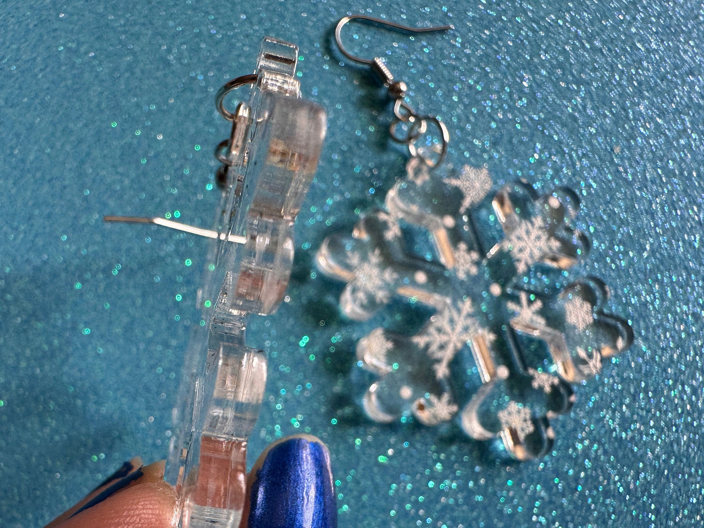 Snowflake Earrings: Laser Cut Acrylic Snowflakes, White Christmas, Stormy Weather, Snowing, Snow Storm, Xmas, Best Gifts for Her/Him/Them