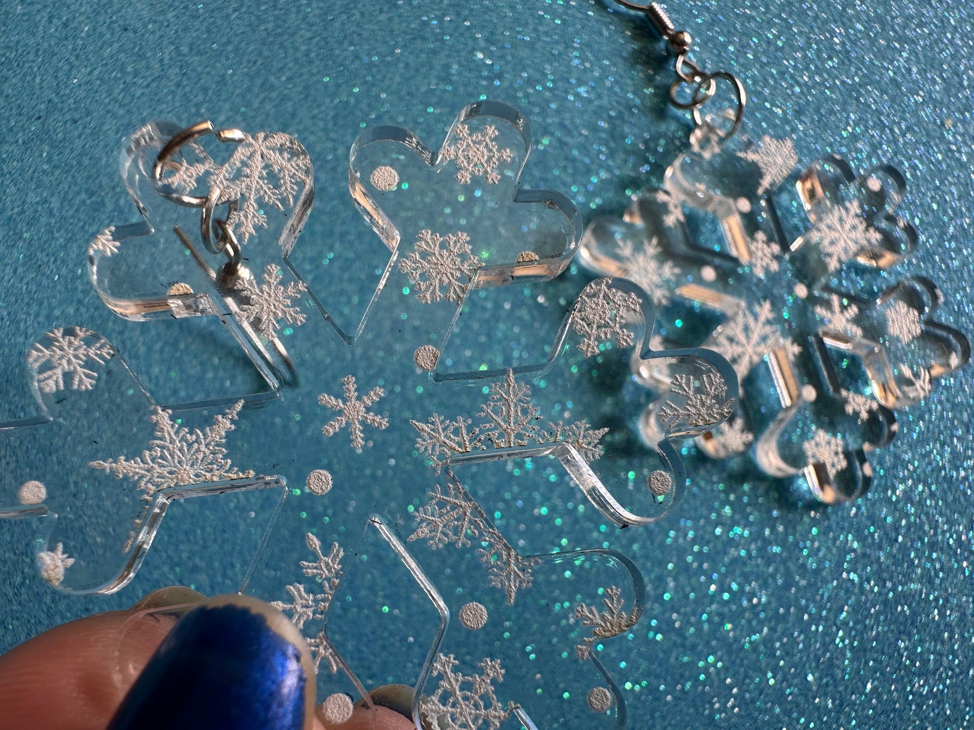Snowflake Earrings: Laser Cut Acrylic Snowflakes, White Christmas, Stormy Weather, Snowing, Snow Storm, Xmas, Best Gifts for Her/Him/Them