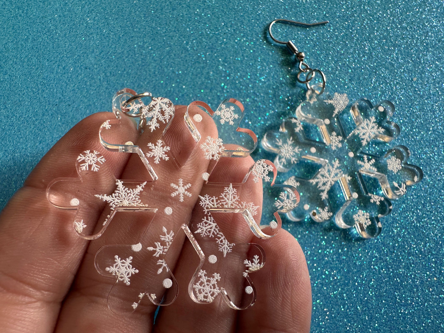 Snowflake Earrings: Laser Cut Acrylic Snowflakes, White Christmas, Stormy Weather, Snowing, Snow Storm, Xmas, Best Gifts for Her/Him/Them