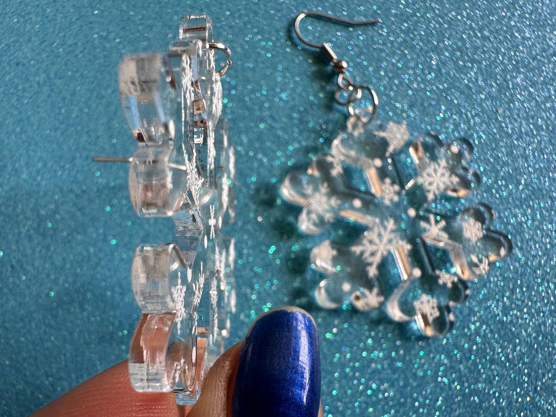 Snowflake Earrings: Laser Cut Acrylic Snowflakes, White Christmas, Stormy Weather, Snowing, Snow Storm, Xmas, Best Gifts for Her/Him/Them