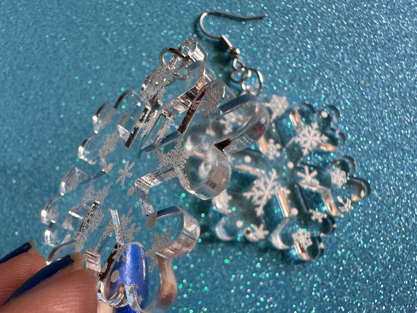 Snowflake Earrings: Laser Cut Acrylic Snowflakes, White Christmas, Stormy Weather, Snowing, Snow Storm, Xmas, Best Gifts for Her/Him/Them