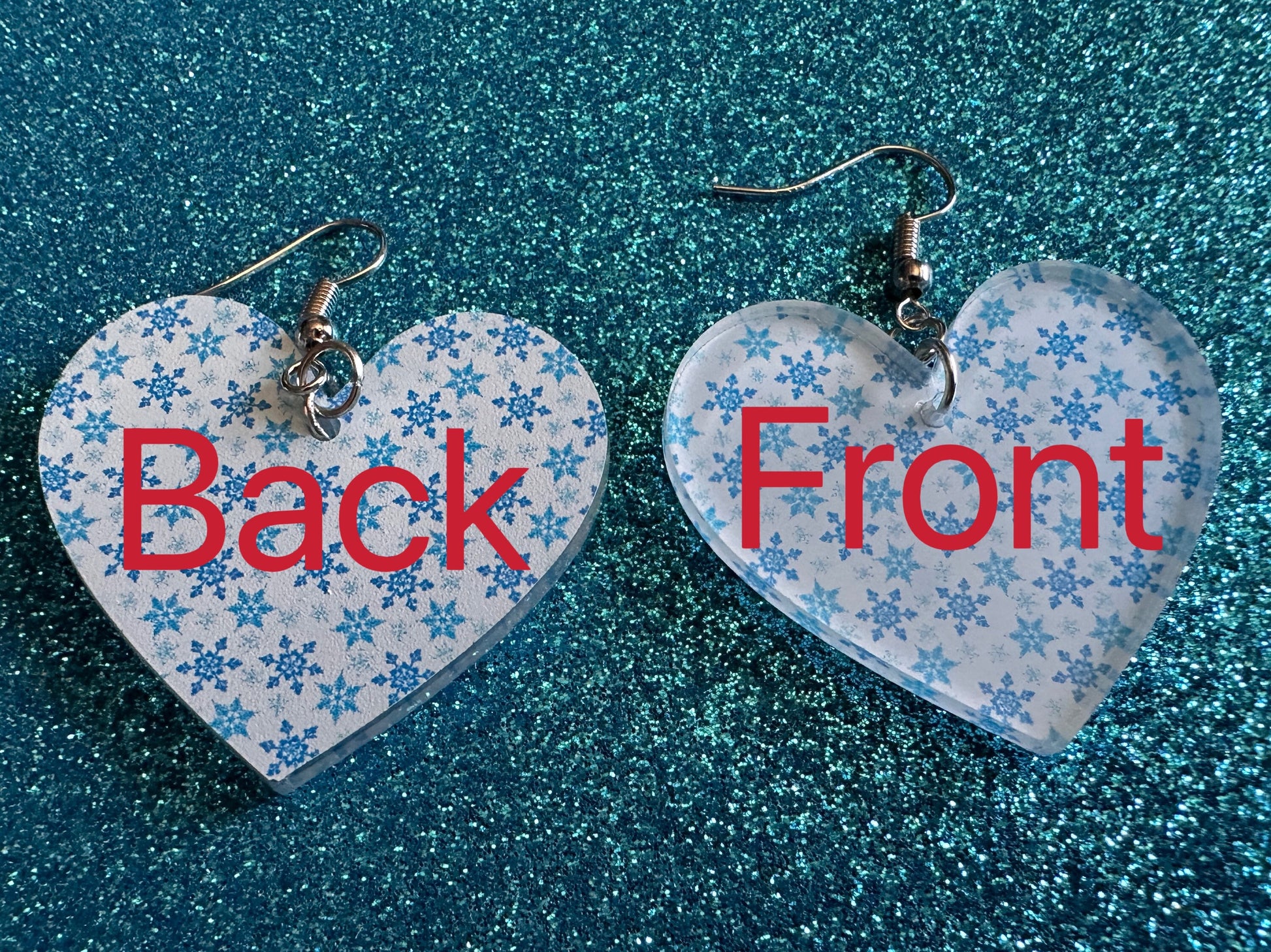 Snowflake Heart Earrings: Laser Cut Acrylic Snowflakes, Hearts, White Christmas, Snowing, Snow Storm, Winter, Best Gifts for Her/Him/Them