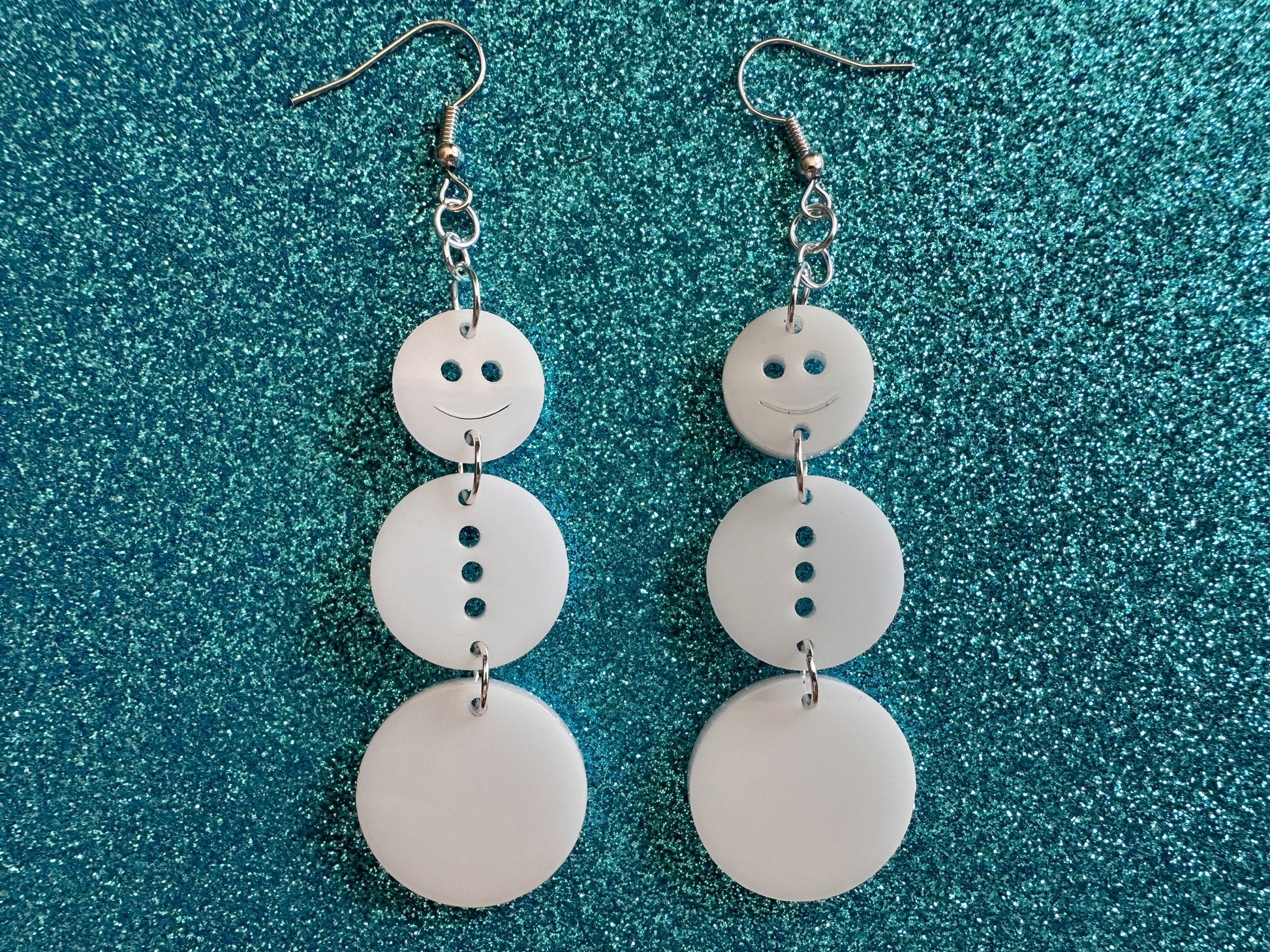 Snowman Earrings: Laser Cut Acrylic Snowmen, Snow Person, Christmas, Holidays, X-mas, Xmas, Snow, Winter, Best Gifts for Her/Him/Them