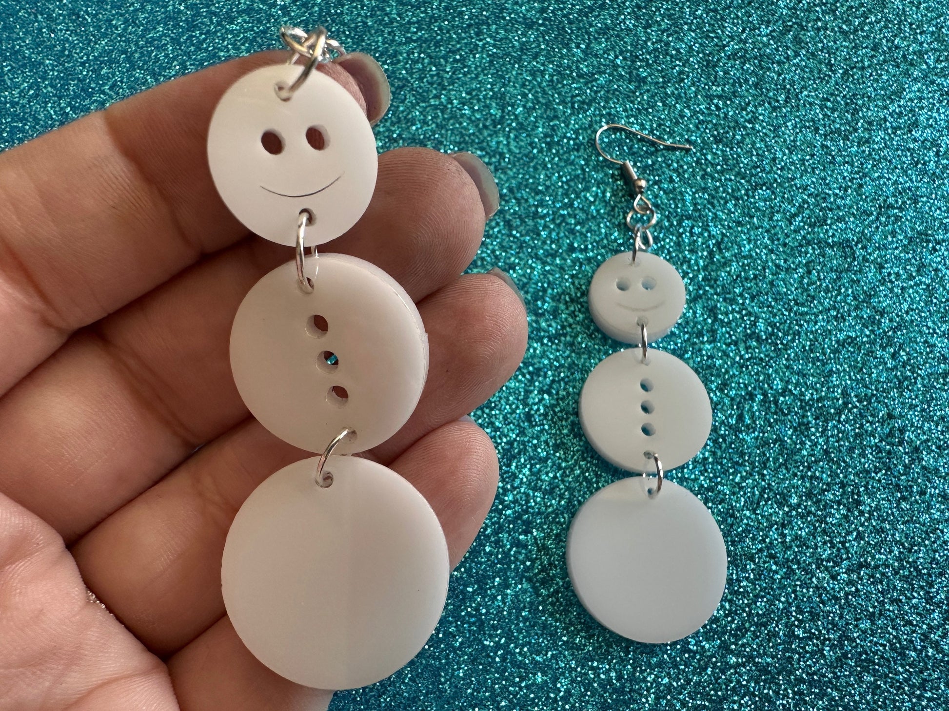 Snowman Earrings: Laser Cut Acrylic Snowmen, Snow Person, Christmas, Holidays, X-mas, Xmas, Snow, Winter, Best Gifts for Her/Him/Them