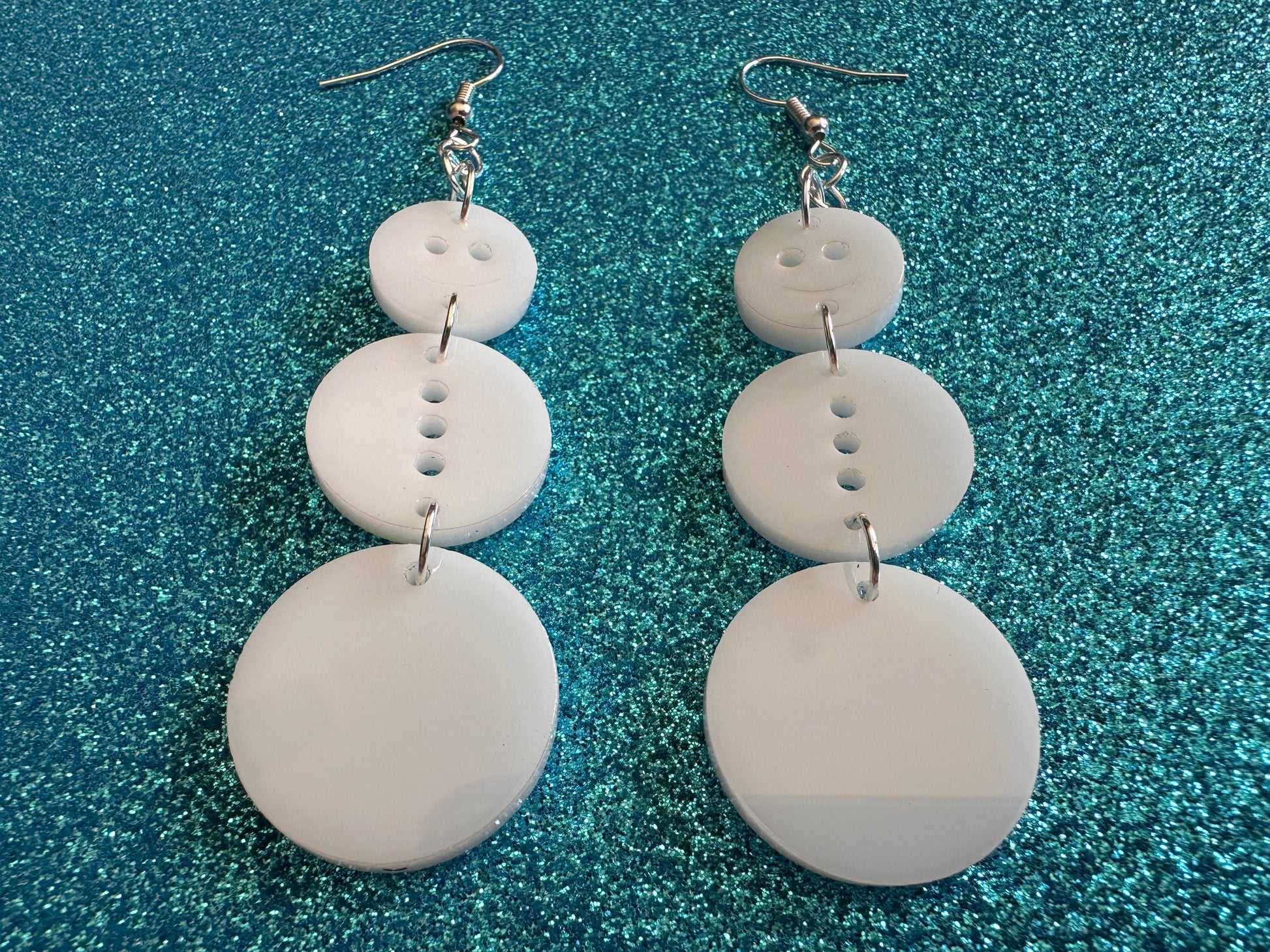 Snowman Earrings: Laser Cut Acrylic Snowmen, Snow Person, Christmas, Holidays, X-mas, Xmas, Snow, Winter, Best Gifts for Her/Him/Them