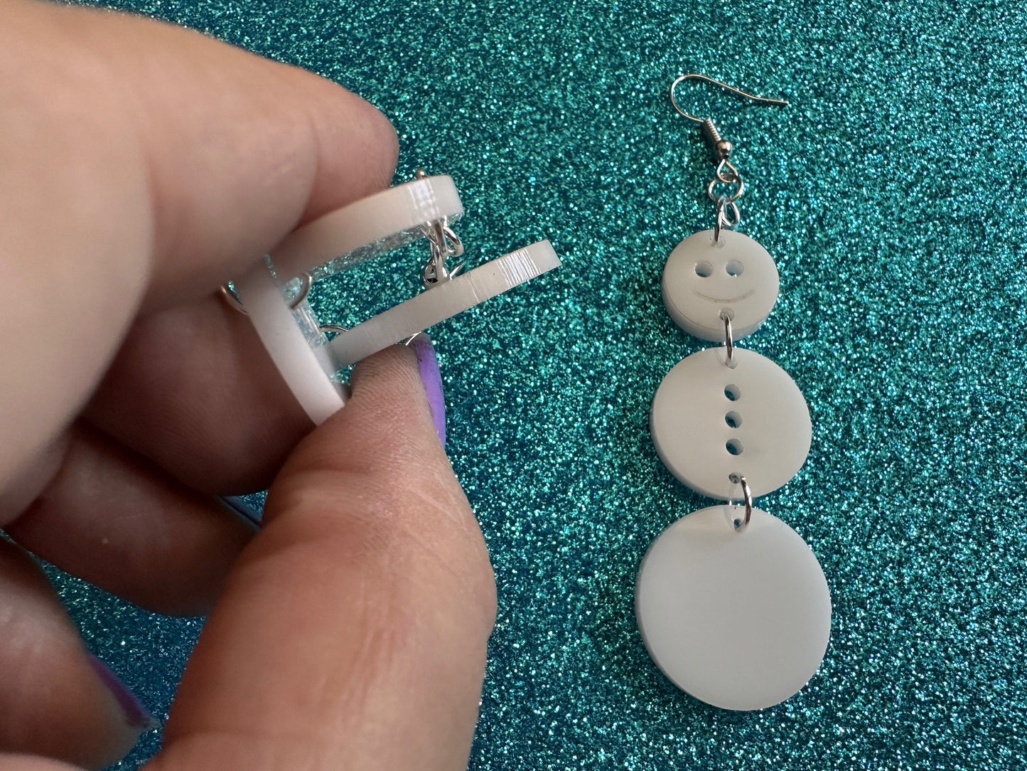 Snowman Earrings: Laser Cut Acrylic Snowmen, Snow Person, Christmas, Holidays, X-mas, Xmas, Snow, Winter, Best Gifts for Her/Him/Them