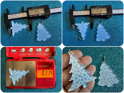 Snowy Christmas Tree Earrings: Laser Cut Acrylic Trees, Snow, Snowflakes, X-mas, Xmas Earrings, White Christmas, Best Gifts for Her/Him/Them
