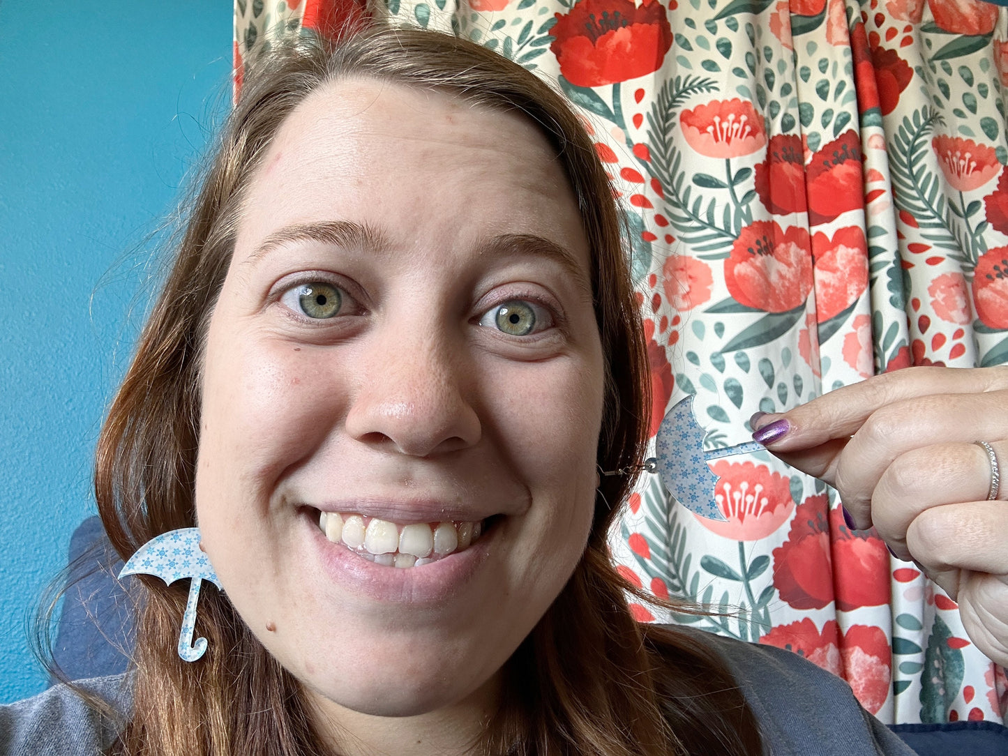 Snowy Umbrella Earrings: Laser Cut Acrylic Umbrellas, Rain, Snow, Christmas, Weather, Hearts, Snowing, Winter, Gifts for Her/Him/Them