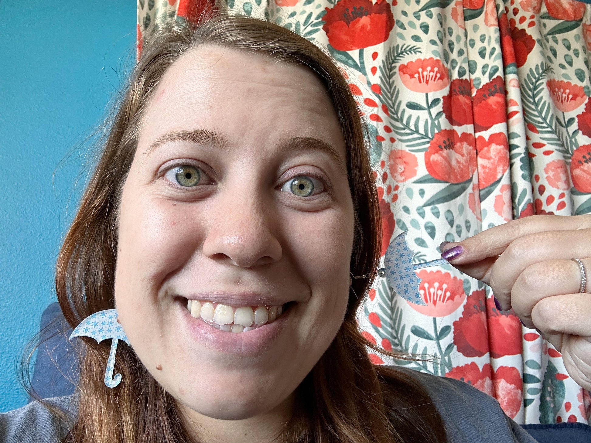 Snowy Umbrella Earrings: Laser Cut Acrylic Umbrellas, Rain, Snow, Christmas, Weather, Hearts, Snowing, Winter, Gifts for Her/Him/Them