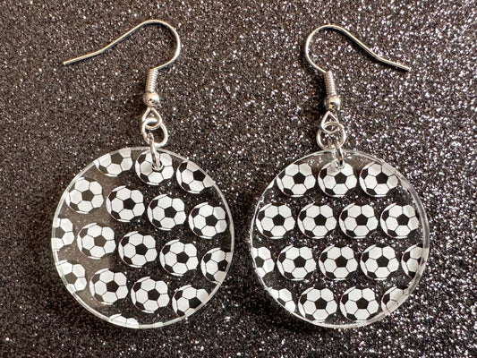 Soccer Earrings: Laser Cut Acrylic Soccer Balls, European Football, Sports Team, Sport Teams, Football, FIFA, Best Gifts for Her/Him/Them