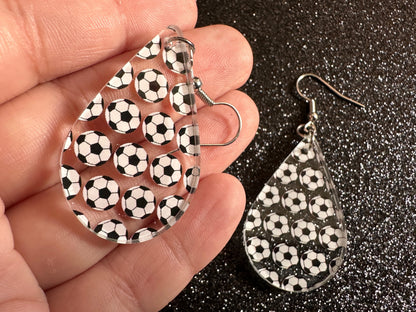Soccer Earrings: Laser Cut Acrylic Soccer Balls, European Football, Sports Team, Sport Teams, Football, FIFA, Best Gifts for Her/Him/Them