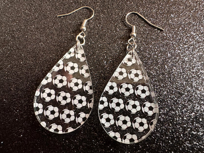 Soccer Earrings: Laser Cut Acrylic Soccer Balls, European Football, Sports Team, Sport Teams, Football, FIFA, Best Gifts for Her/Him/Them