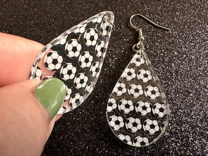 Soccer Earrings: Laser Cut Acrylic Soccer Balls, European Football, Sports Team, Sport Teams, Football, FIFA, Best Gifts for Her/Him/Them