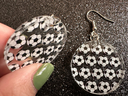 Soccer Earrings: Laser Cut Acrylic Soccer Balls, European Football, Sports Team, Sport Teams, Football, FIFA, Best Gifts for Her/Him/Them