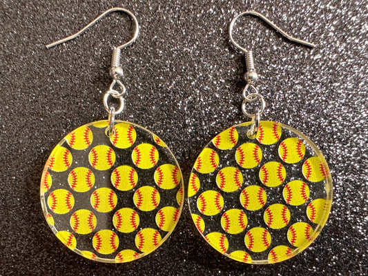 Softball Earrings: Laser Cut Acrylic Softball Balls, Baseball, Sports Team, Sport Teams, Hobby, Ball Game, Best Gifts for Her/Him/Them