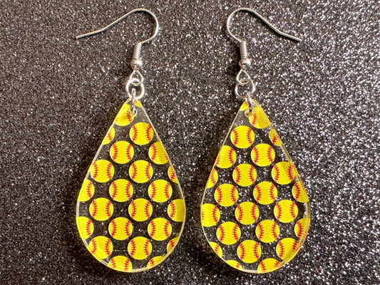 Softball Earrings: Laser Cut Acrylic Softball Balls, Baseball, Sports Team, Sport Teams, Hobby, Ball Game, Best Gifts for Her/Him/Them