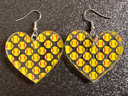 Softball Earrings: Laser Cut Acrylic Softball Balls, Baseball, Sports Team, Sport Teams, Hobby, Ball Game, Best Gifts for Her/Him/Them
