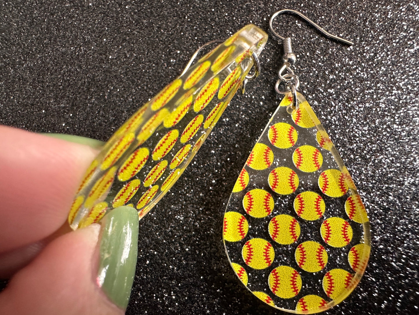 Softball Earrings: Laser Cut Acrylic Softball Balls, Baseball, Sports Team, Sport Teams, Hobby, Ball Game, Best Gifts for Her/Him/Them