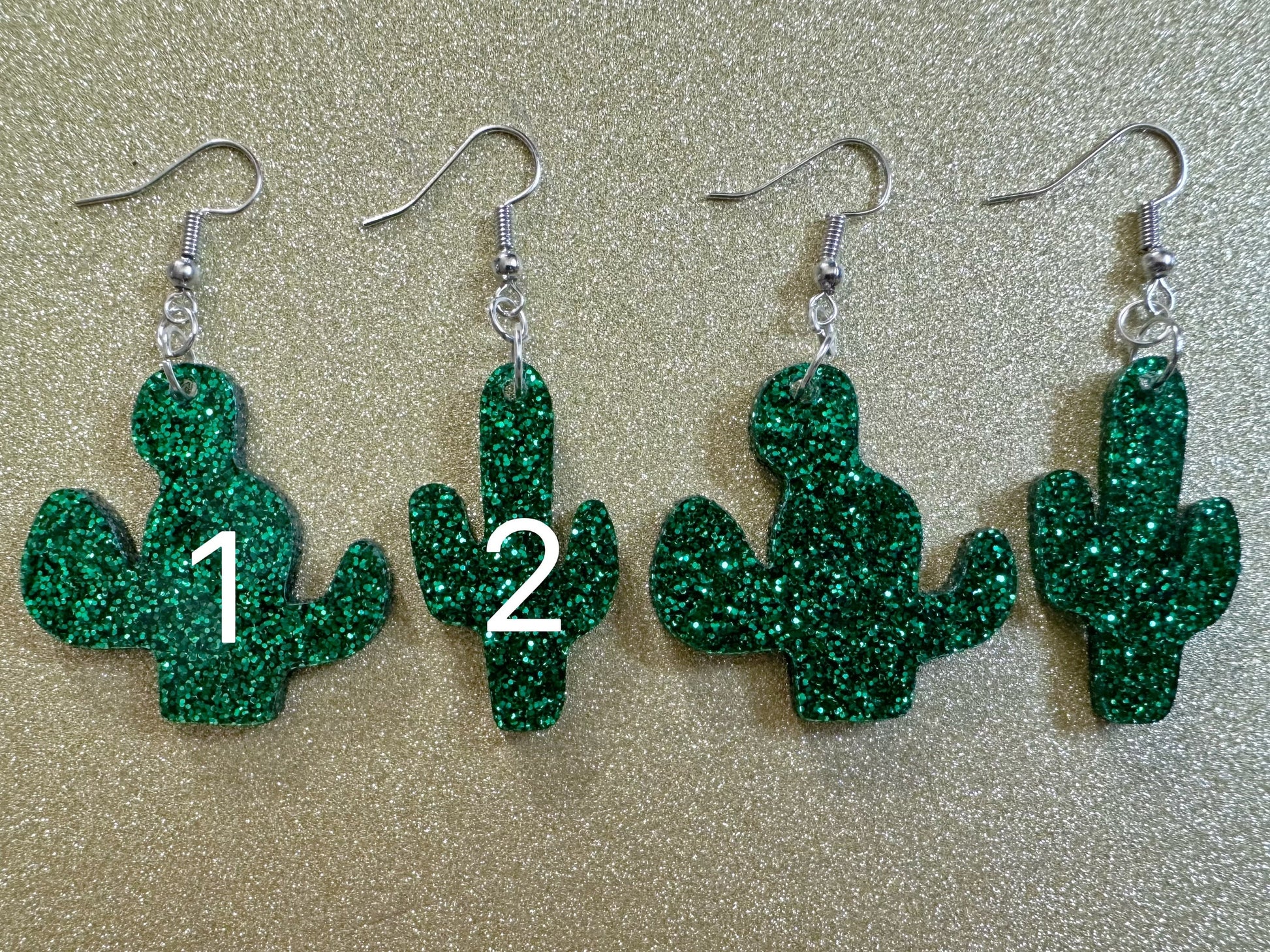 Sparkly Cactus Earrings: Laser Cut Acrylic Palm Cacti, Green Earrings, Plants, Tropical, Sparkling, Best Gifts for Her/Him/Them