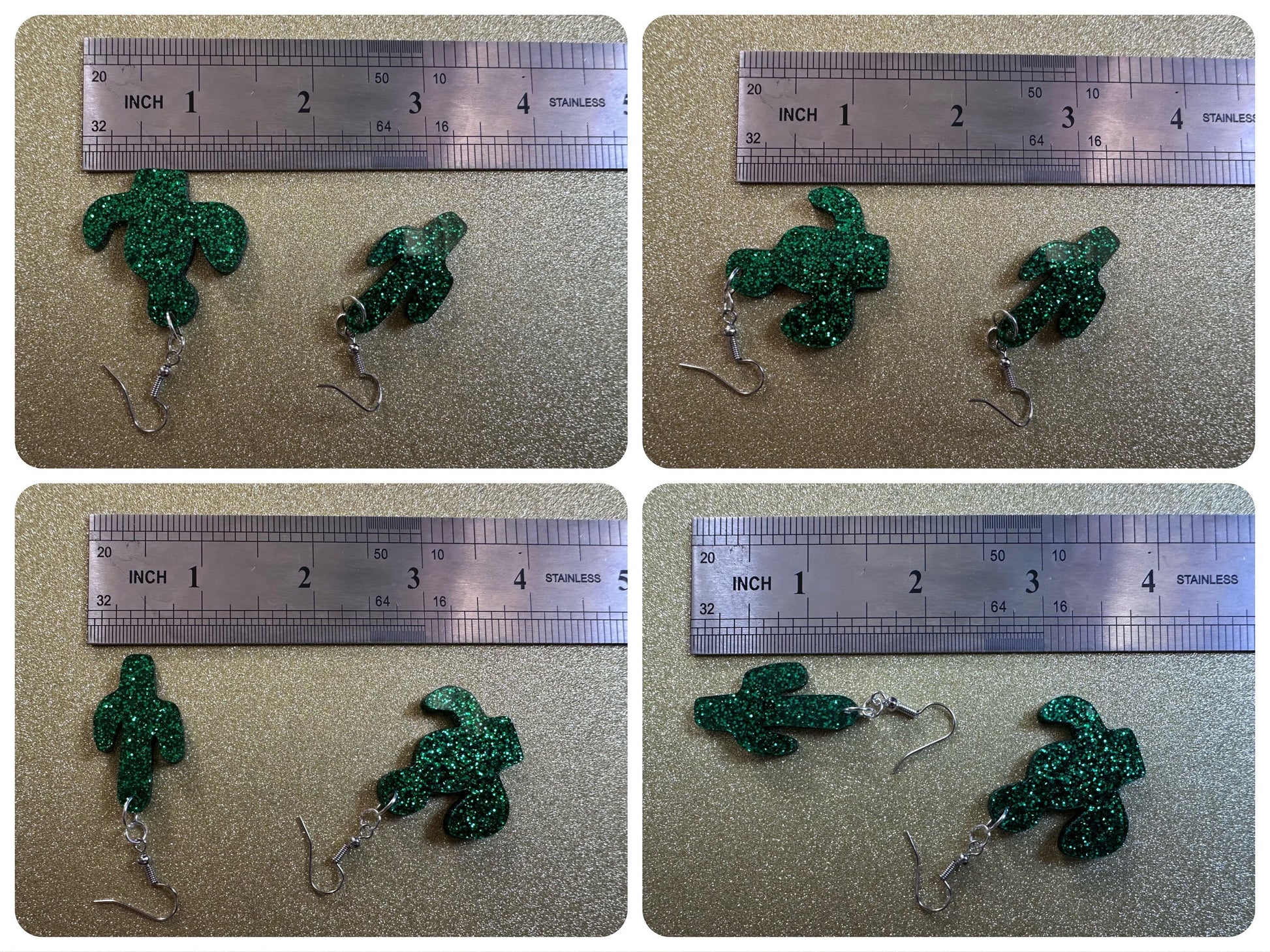 Sparkly Cactus Earrings: Laser Cut Acrylic Palm Cacti, Green Earrings, Plants, Tropical, Sparkling, Best Gifts for Her/Him/Them
