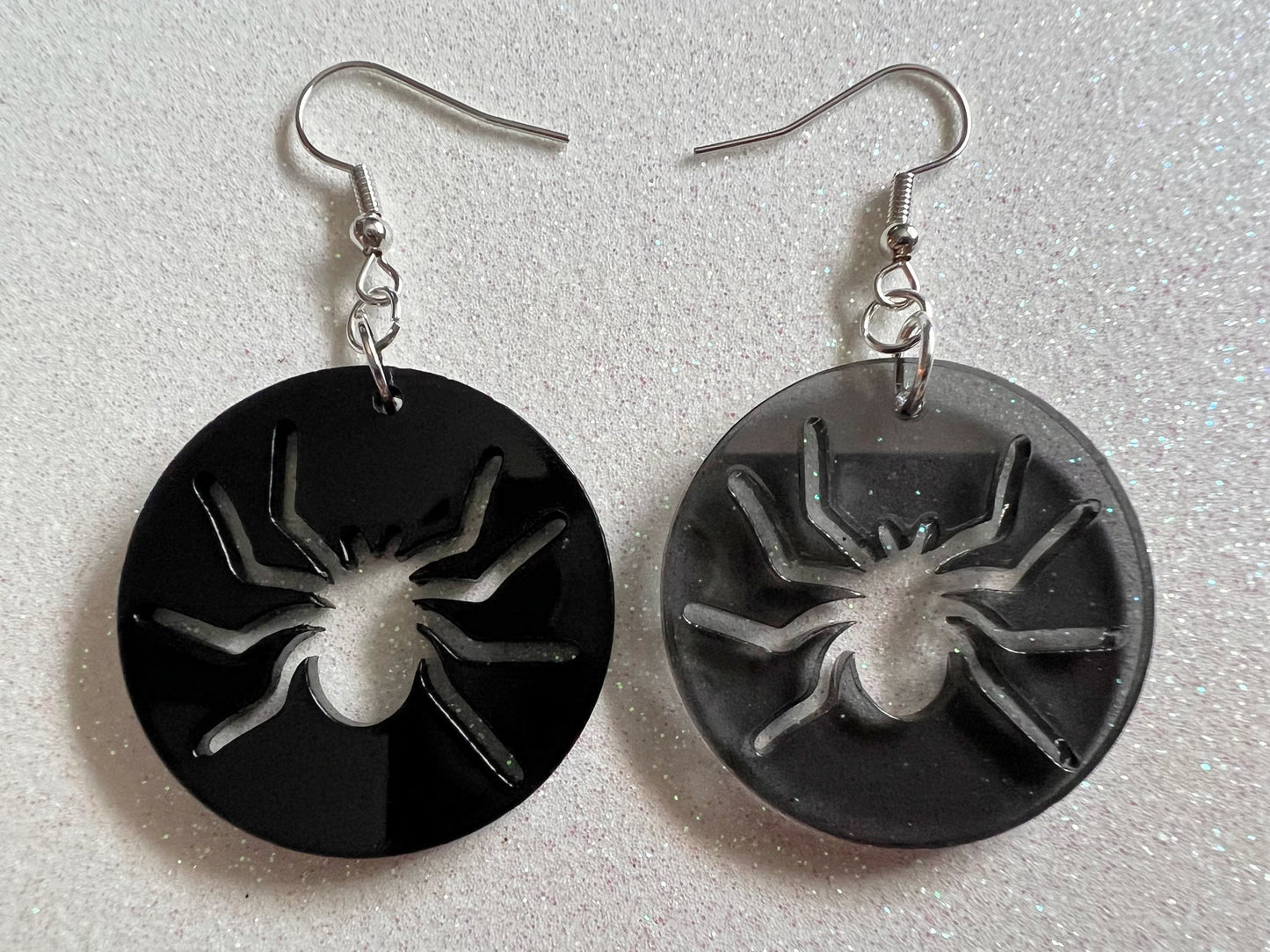 Spider Earrings: Laser Cut Acrylic Spiders, Halloween, Holiday, Insect, Bug, Horror, Scary, Spooky, Best Gifts for Her/Him/Them